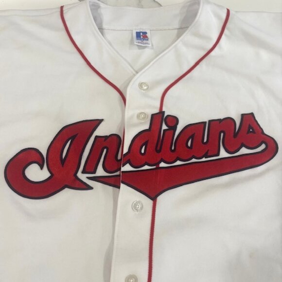 Vintage 1990s Cleveland Indians Jersey/Shirt Mens XL Russell Athletic Baseball - Picture 1 of 7